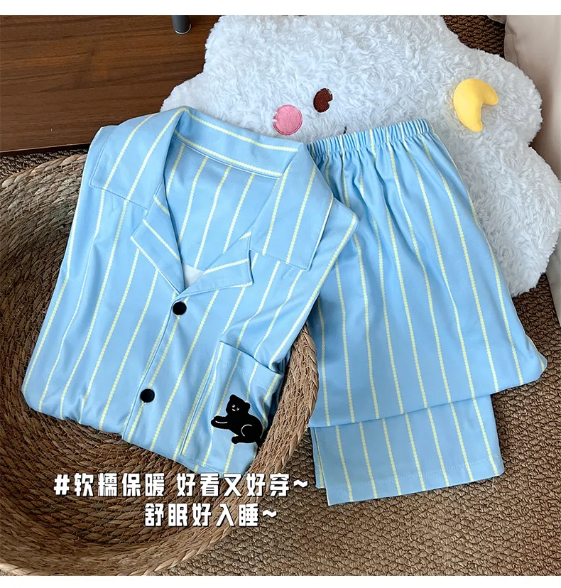 Nouvelle collection automne-hiver, ensemble pyjama homme en velours polaire, col chemise, motif cartoon · Grossiste · OEM · Mondial - Detail 3