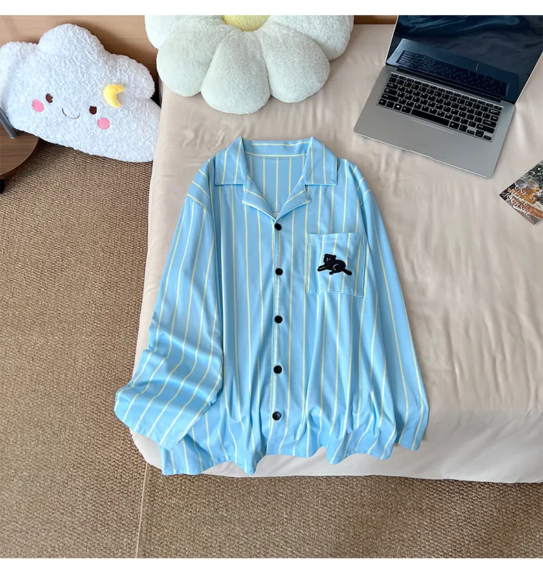 Nouvelle collection automne-hiver, ensemble pyjama homme en velours polaire, col chemise, motif cartoon · Grossiste · OEM · Mondial - Detail 10