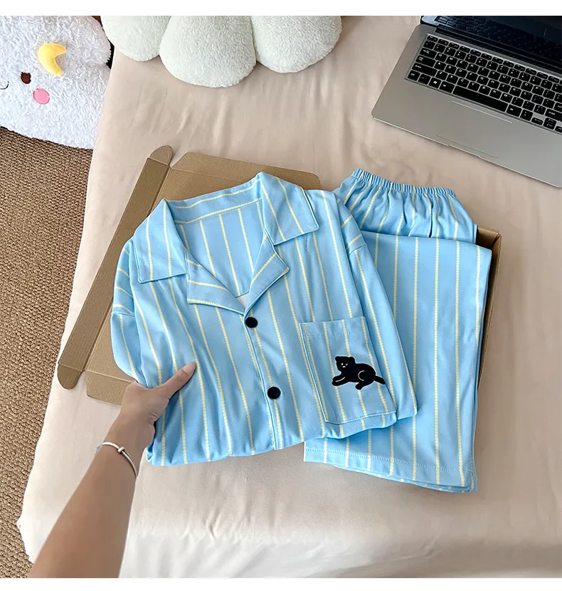 Nouvelle collection automne-hiver, ensemble pyjama homme en velours polaire, col chemise, motif cartoon · Grossiste · OEM · Mondial - Detail 5