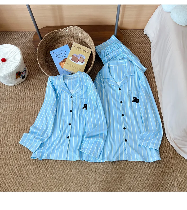 Nouvelle collection automne-hiver, ensemble pyjama couple en velours allemand avec col à motif cartoon · Grossiste · OEM · Mondial - Detail 12