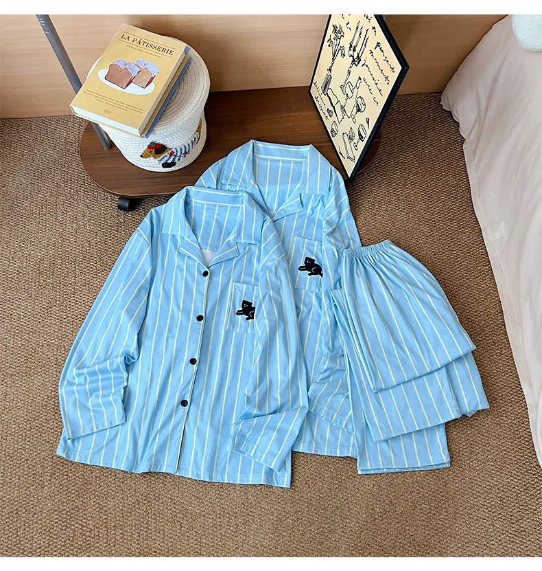 Nouvelle collection automne-hiver, ensemble pyjama couple en velours allemand avec col à motif cartoon · Grossiste · OEM · Mondial - Detail 6