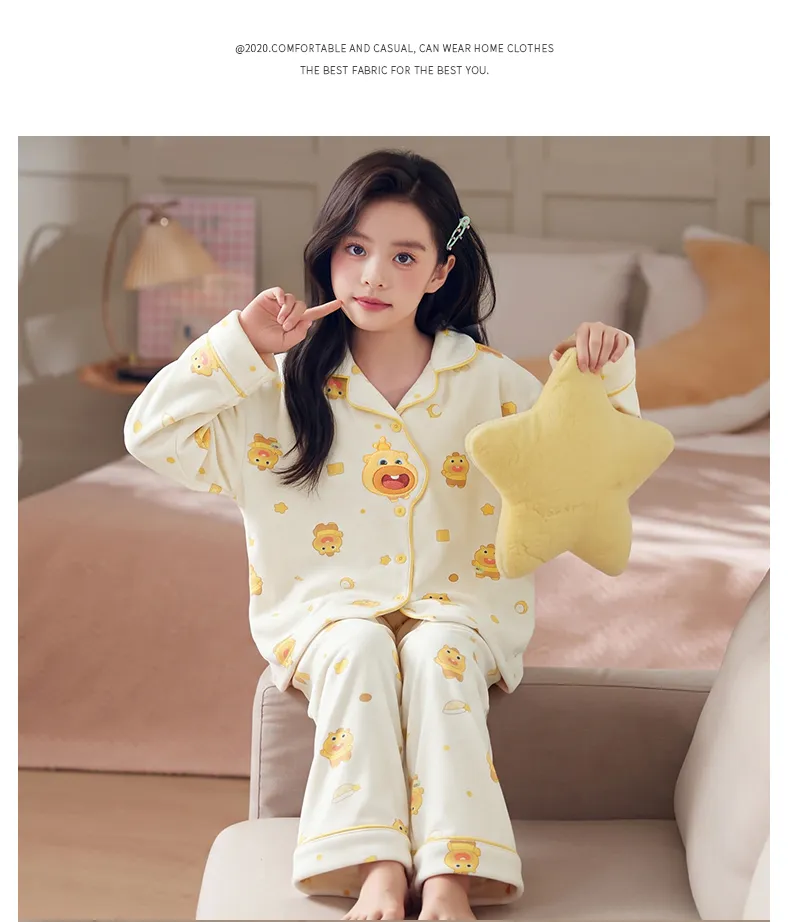 Nouveau pyjama pour enfants en velours polaire chaud, fille, long, cartoon, princesse, gilet, portable à l'extérieur, ensemble de vêtements d'intérieur · Grossiste · OEM · Mondial - Detail 11