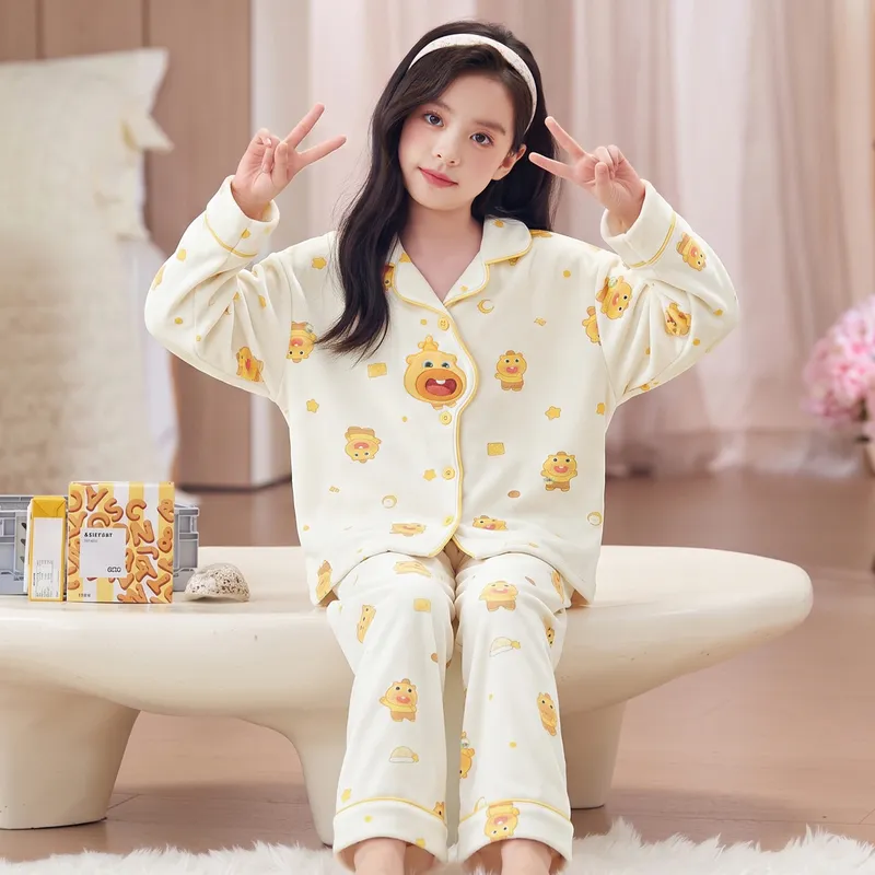 Nouveau pyjama pour enfants en velours polaire chaud, fille, long, cartoon, princesse, gilet, portable à l'extérieur, ensemble de vêtements d'intérieur · Grossiste · OEM · Mondial - View 1