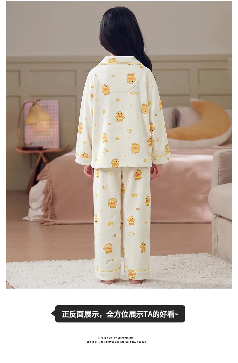 Nouveau pyjama pour enfants en velours polaire chaud, fille, long, cartoon, princesse, gilet, portable à l'extérieur, ensemble de vêtements d'intérieur · Grossiste · OEM · Mondial - Detail 13