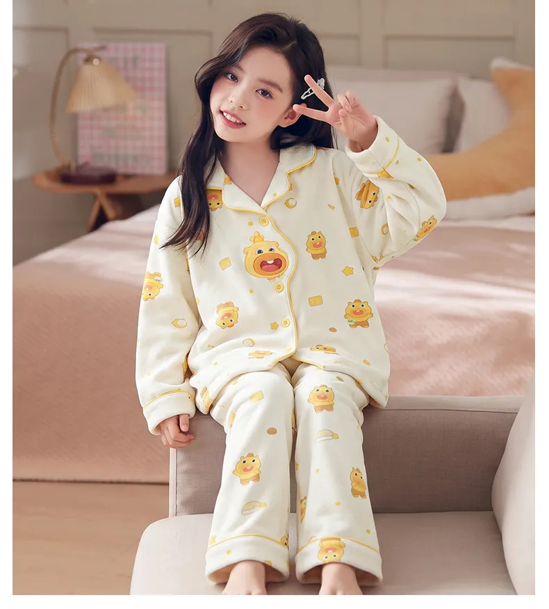 Nouveau pyjama pour enfants en velours polaire chaud, fille, long, cartoon, princesse, gilet, portable à l'extérieur, ensemble de vêtements d'intérieur · Grossiste · OEM · Mondial - Detail 12
