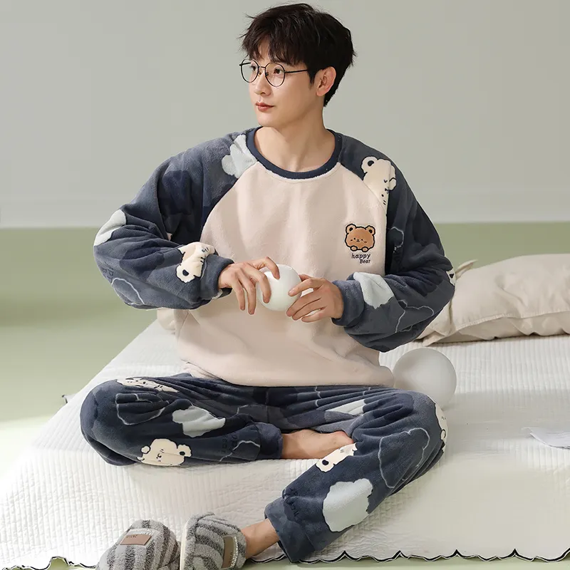 New Flannel Thickened Printed Warm Stand Collar Men's Pullover Premium Feel Outerwear Loungewear Set · Wholesale · OEM · Worldwide Shipping