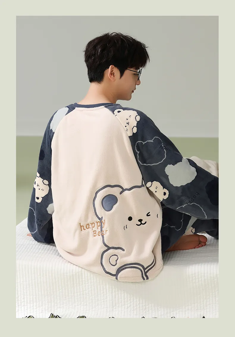 New Flannel Thickened Printed Warm Stand Collar Men's Pullover Premium Feel Outerwear Loungewear Set · Wholesale · OEM · Worldwide Shipping - Detail 15