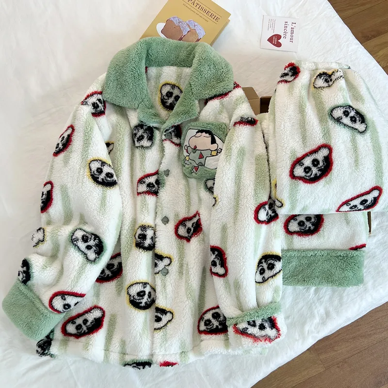 Winter New Long Plush Men's Cartoon Lapel Warm Pajamas Loungewear Set · Wholesale · OEM · Worldwide Shipping - View 3