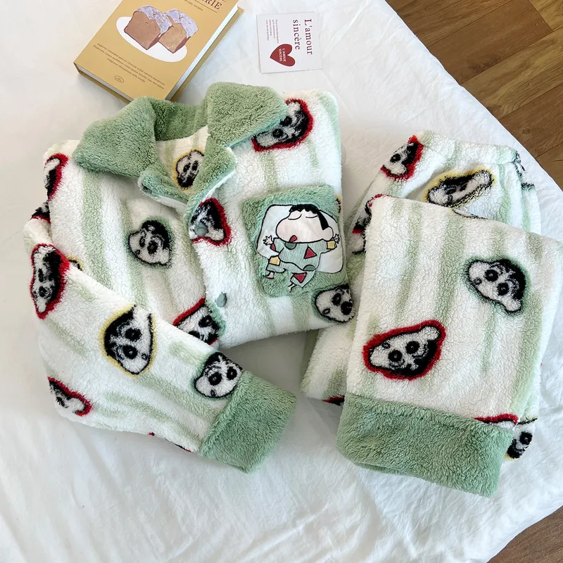 Winter New Long Plush Men's Cartoon Lapel Warm Pajamas Loungewear Set · Wholesale · OEM · Worldwide Shipping - View 2