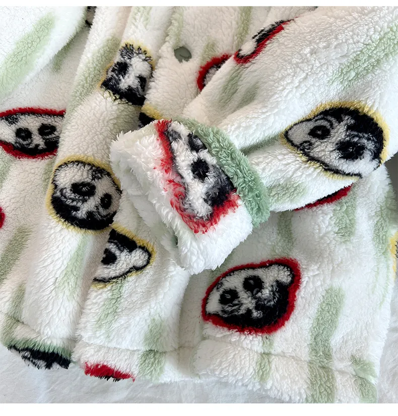 Winter New Long Plush Men's Cartoon Lapel Warm Pajamas Loungewear Set · Wholesale · OEM · Worldwide Shipping - Detail 8