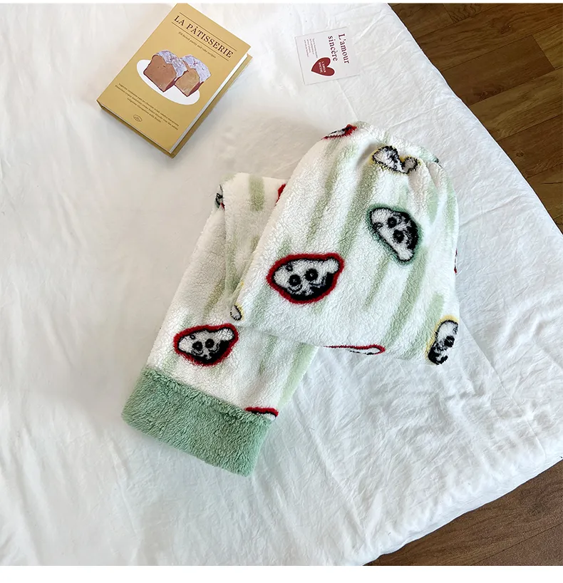 Winter New Long Plush Men's Cartoon Lapel Warm Pajamas Loungewear Set · Wholesale · OEM · Worldwide Shipping - Detail 6