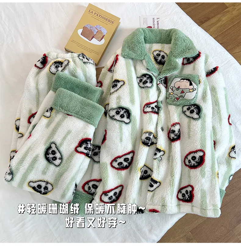 Winter New Long Plush Men's Cartoon Lapel Warm Pajamas Loungewear Set · Wholesale · OEM · Worldwide Shipping - Detail 3