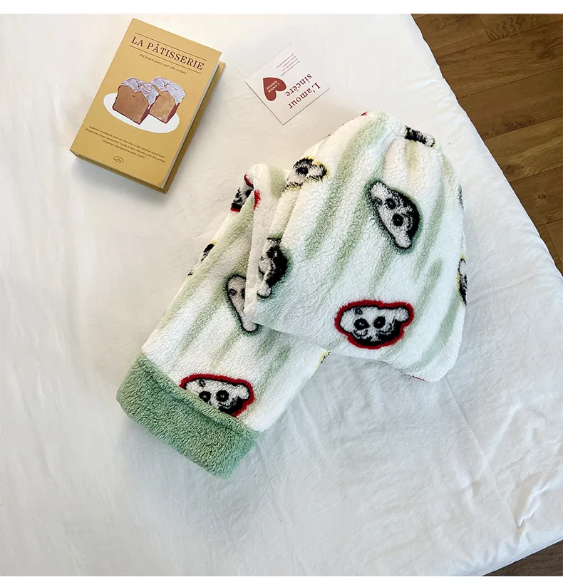 Winter New Long Plush Couple Cartoon Lapel Warm Pajamas Loungewear Set · Wholesale · OEM · Worldwide Shipping - Detail 10