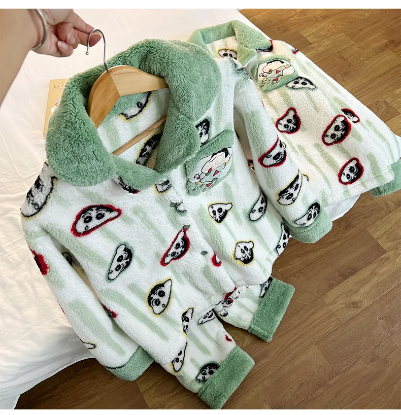 Winter New Long Plush Couple Cartoon Lapel Warm Pajamas Loungewear Set · Wholesale · OEM · Worldwide Shipping - Detail 6