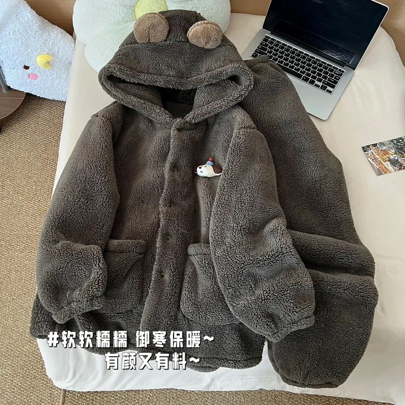 Nouveauté hiver ensemble pyjama homme à capuche en polaire longue et doublure polaire