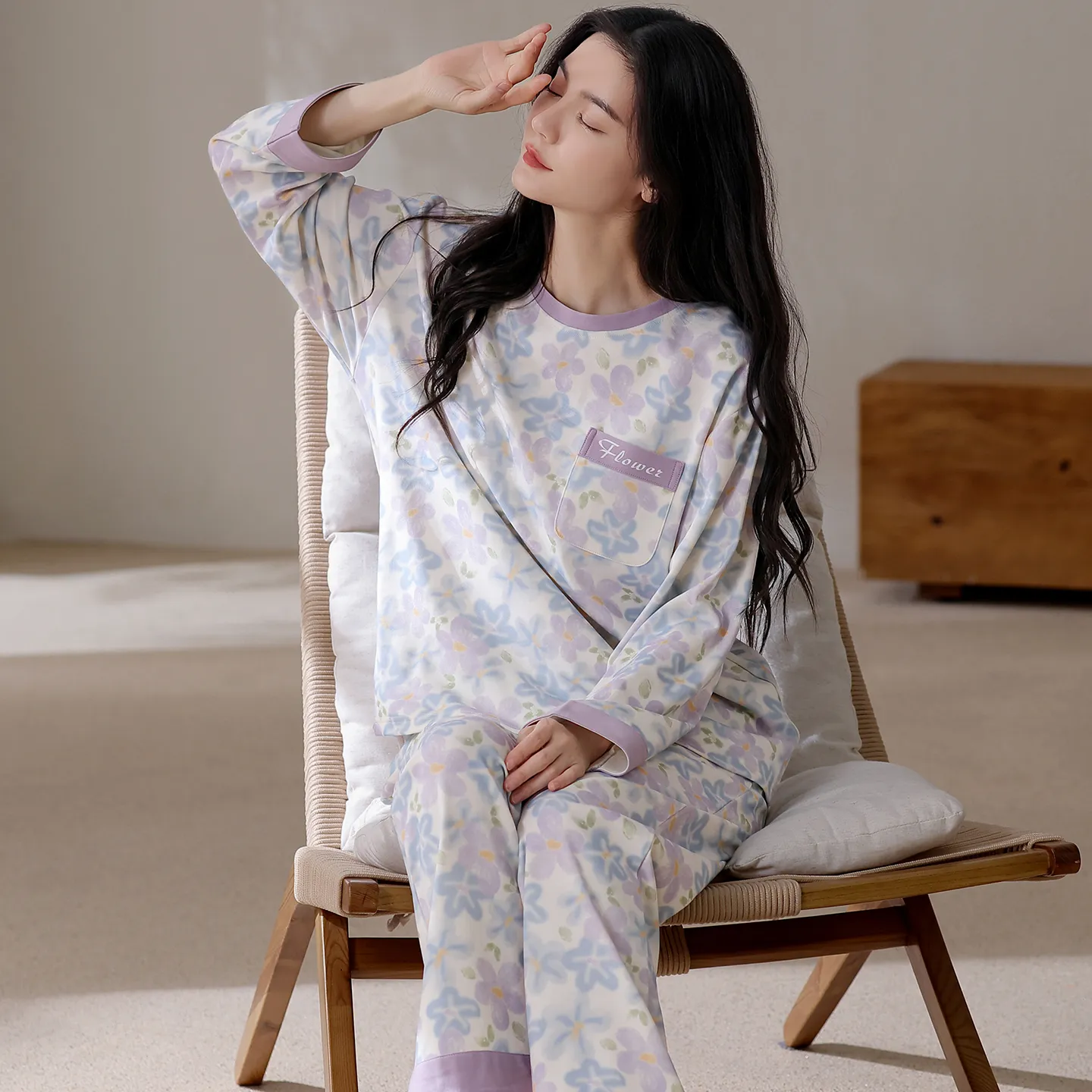 Women's Pure Cotton Pajamas Autumn New Arrival Homewear 100% Cotton Soft and Skin-Friendly Wearable Outside · Wholesale · OEM · Worldwide Shipping - View 3