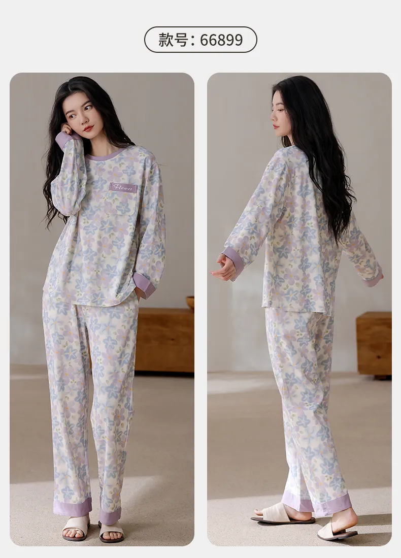 Women's Pure Cotton Pajamas Autumn New Arrival Homewear 100% Cotton Soft and Skin-Friendly Wearable Outside · Wholesale · OEM · Worldwide Shipping - Detail 10