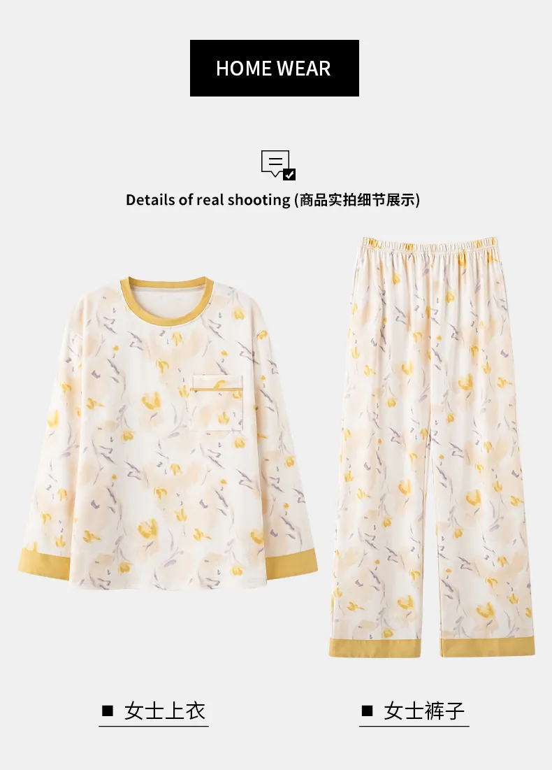 All Cotton Era Women Pajamas Autumn New Homewear 100% Pure Cotton Soft Skin-Friendly Wearable Outside · Wholesale · OEM · Worldwide Shipping - Detail 11