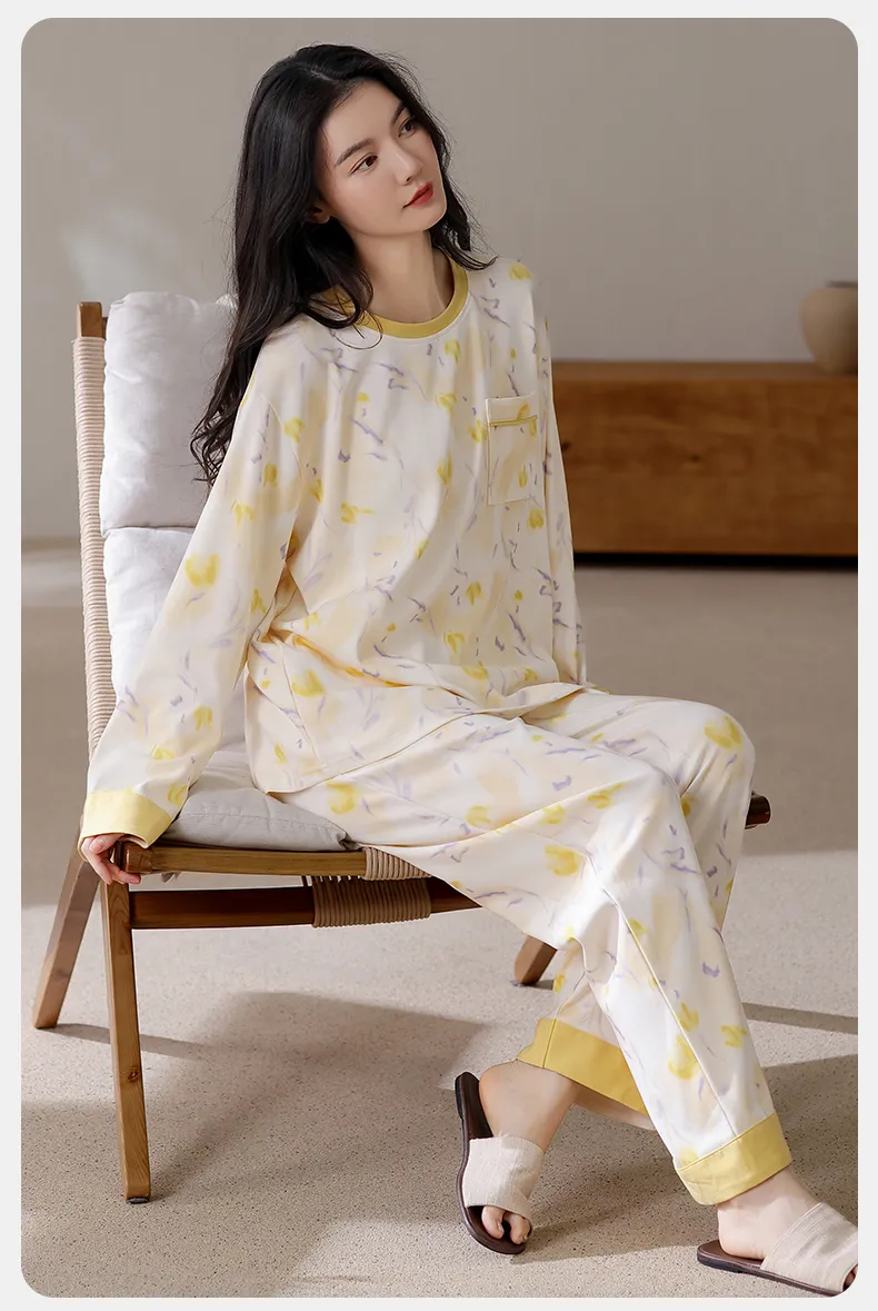 All Cotton Era Women Pajamas Autumn New Homewear 100% Pure Cotton Soft Skin-Friendly Wearable Outside · Wholesale · OEM · Worldwide Shipping - Detail 8