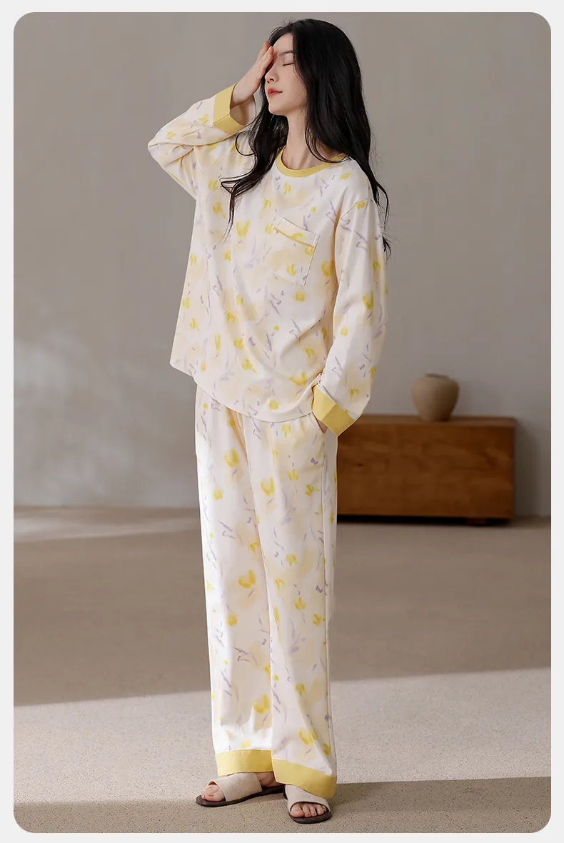 All Cotton Era Women Pajamas Autumn New Homewear 100% Pure Cotton Soft Skin-Friendly Wearable Outside · Wholesale · OEM · Worldwide Shipping - Detail 9