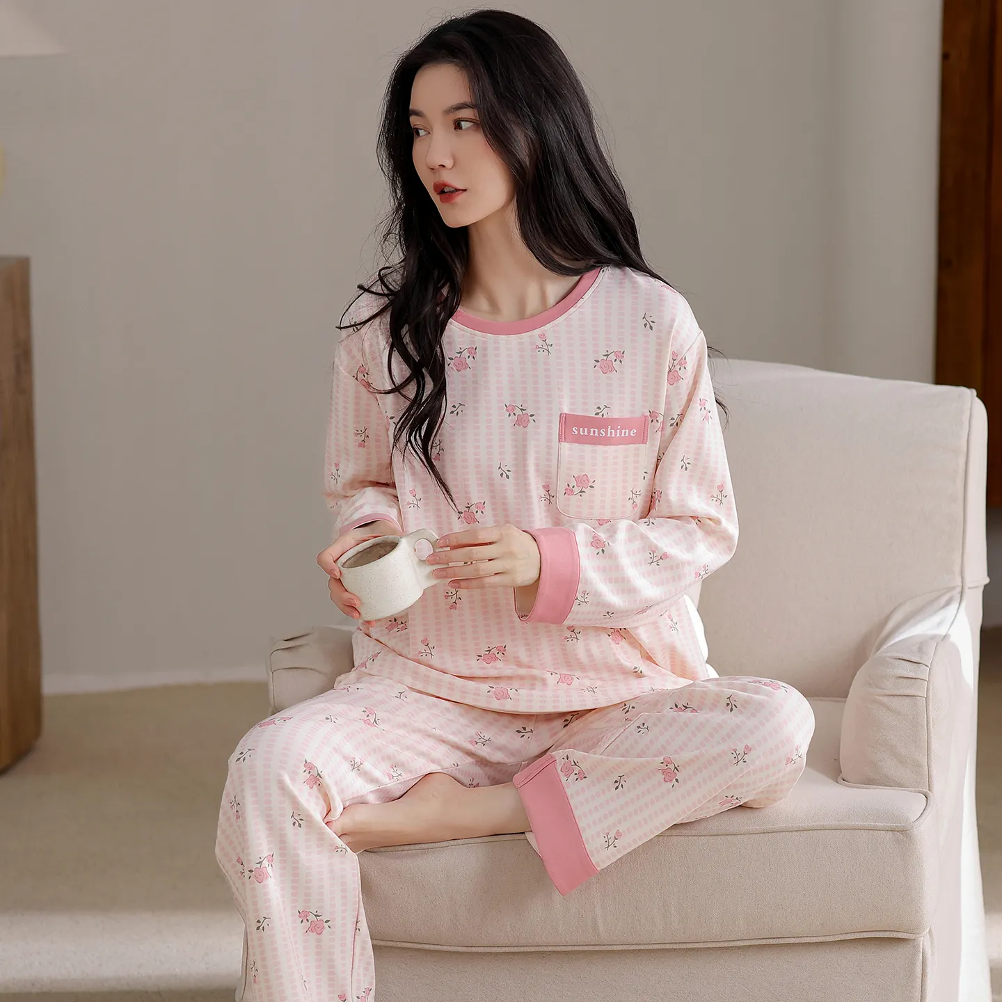 Purcotton Women's Pure Cotton Pajamas Autumn New Loungewear 100% Pure Cotton Soft and Skin-Friendly Wearable Outside · Wholesale · OEM · Worldwide Shipping - View 3