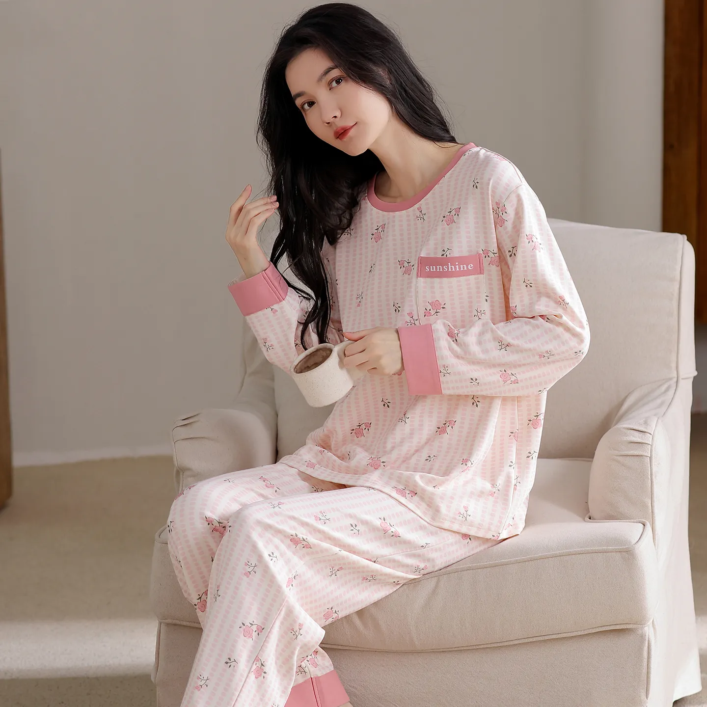 Purcotton Women's Pure Cotton Pajamas Autumn New Loungewear 100% Pure Cotton Soft and Skin-Friendly Wearable Outside · Wholesale · OEM · Worldwide Shipping - View 2