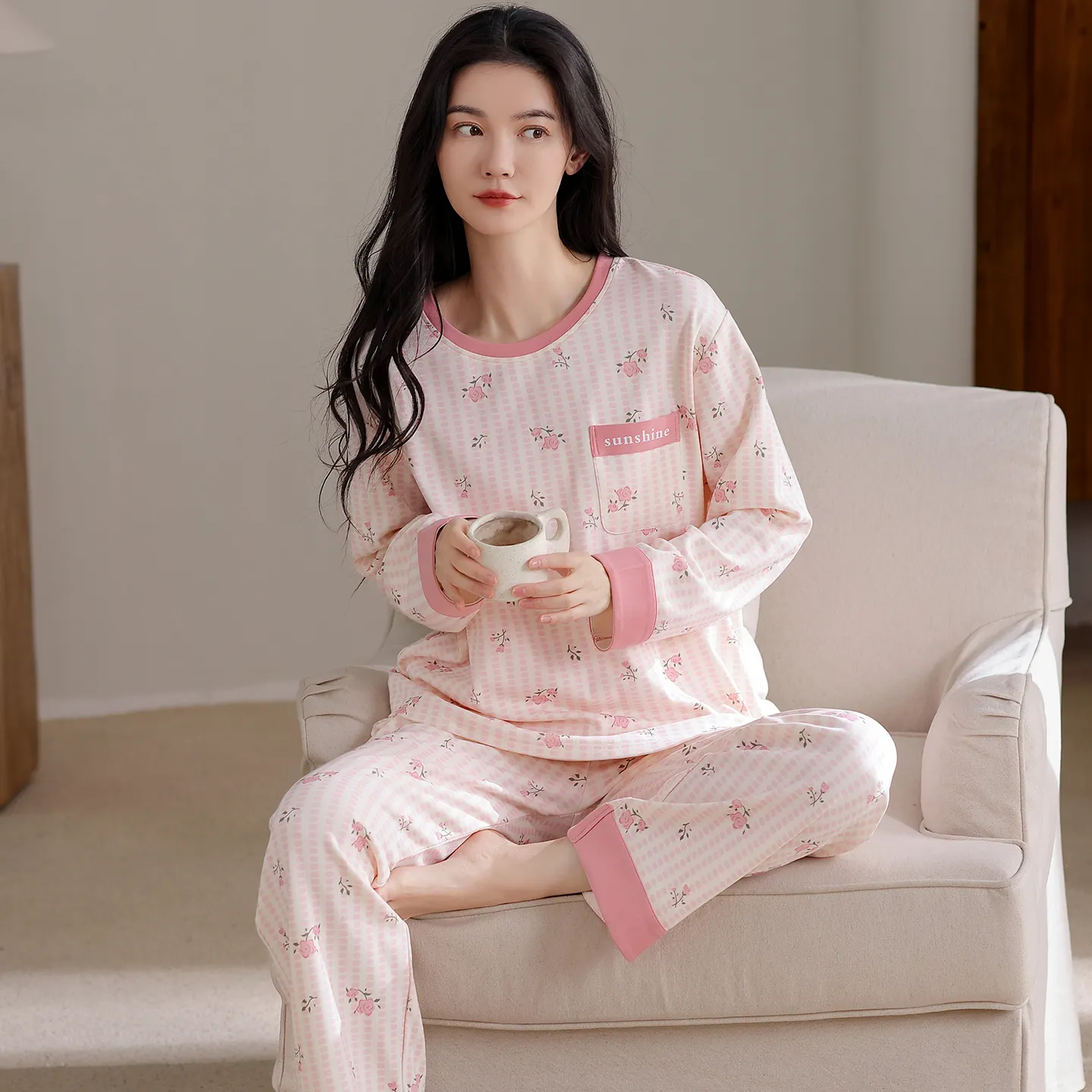 Purcotton Women's Pure Cotton Pajamas Autumn New Loungewear 100% Pure Cotton Soft and Skin-Friendly Wearable Outside · Wholesale · OEM · Worldwide Shipping - View 1