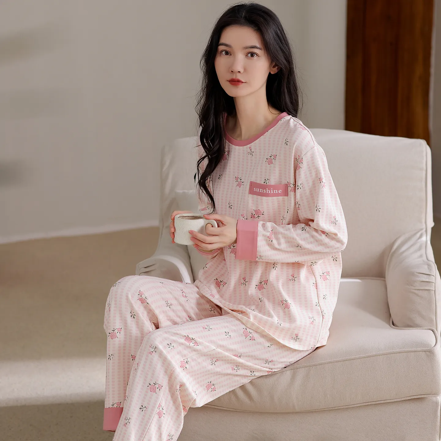 Purcotton Women's Pure Cotton Pajamas Autumn New Loungewear 100% Pure Cotton Soft and Skin-Friendly Wearable Outside · Wholesale · OEM · Worldwide Shipping