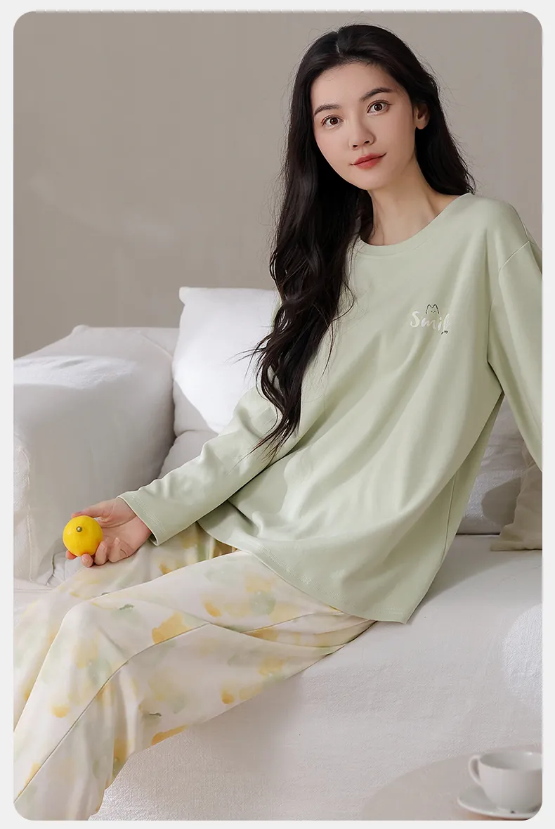 All Cotton Era Women Pure Cotton Pajamas Autumn New Homewear 100% Pure Cotton Soft Skin-Friendly Wearable Outside · Wholesale · OEM · Worldwide Shipping - Detail 8