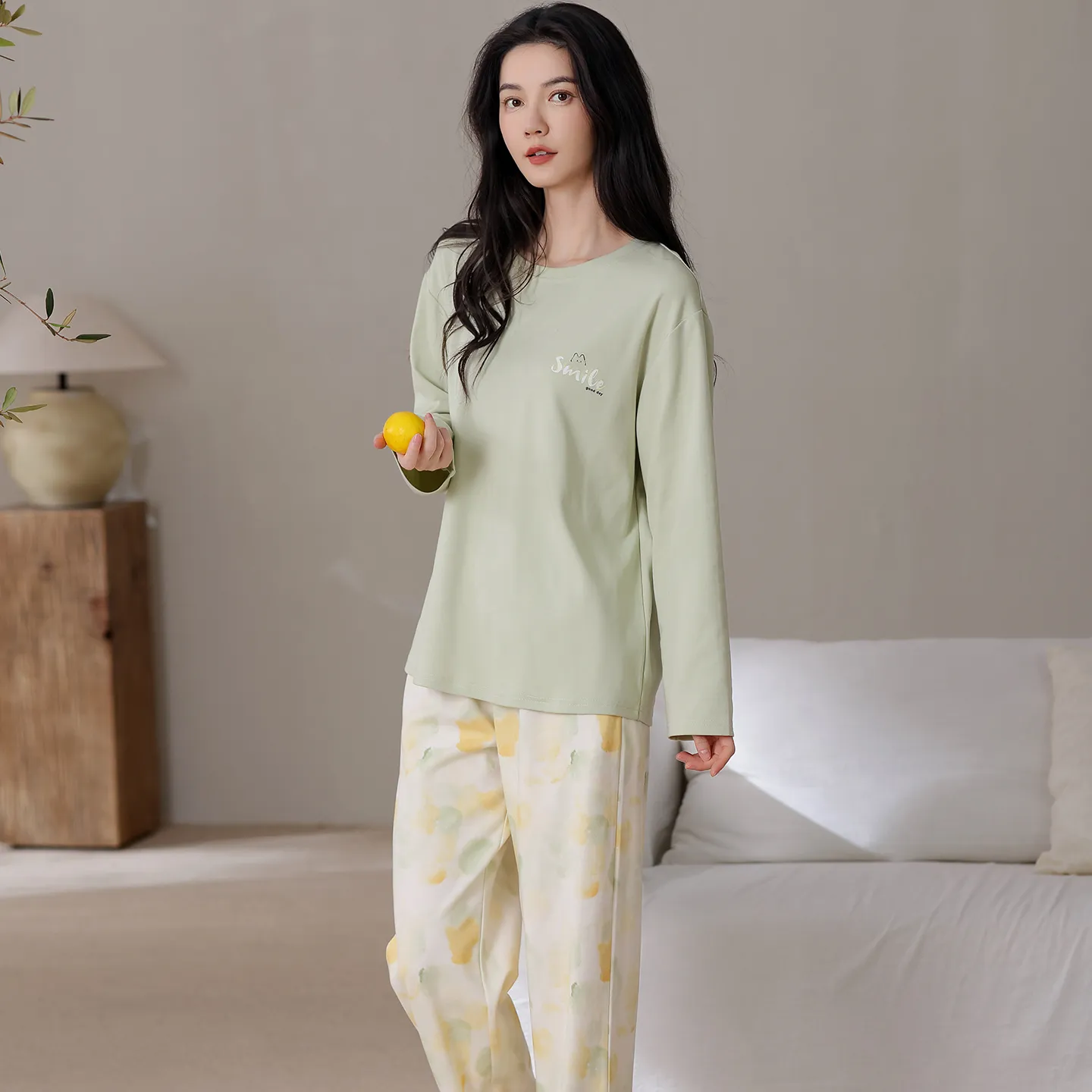 All Cotton Era Women Pure Cotton Pajamas Autumn New Homewear 100% Pure Cotton Soft Skin-Friendly Wearable Outside · Wholesale · OEM · Worldwide Shipping - View 3