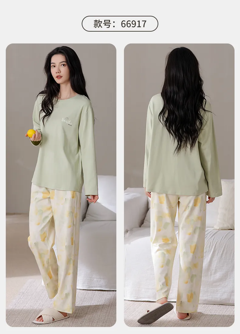 All Cotton Era Women Pure Cotton Pajamas Autumn New Homewear 100% Pure Cotton Soft Skin-Friendly Wearable Outside · Wholesale · OEM · Worldwide Shipping - Detail 10