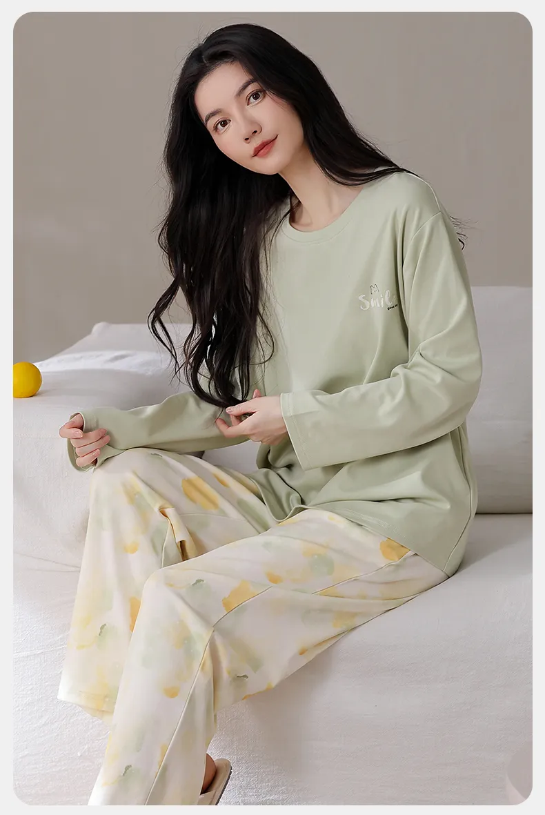 All Cotton Era Women Pure Cotton Pajamas Autumn New Homewear 100% Pure Cotton Soft Skin-Friendly Wearable Outside · Wholesale · OEM · Worldwide Shipping - Detail 9