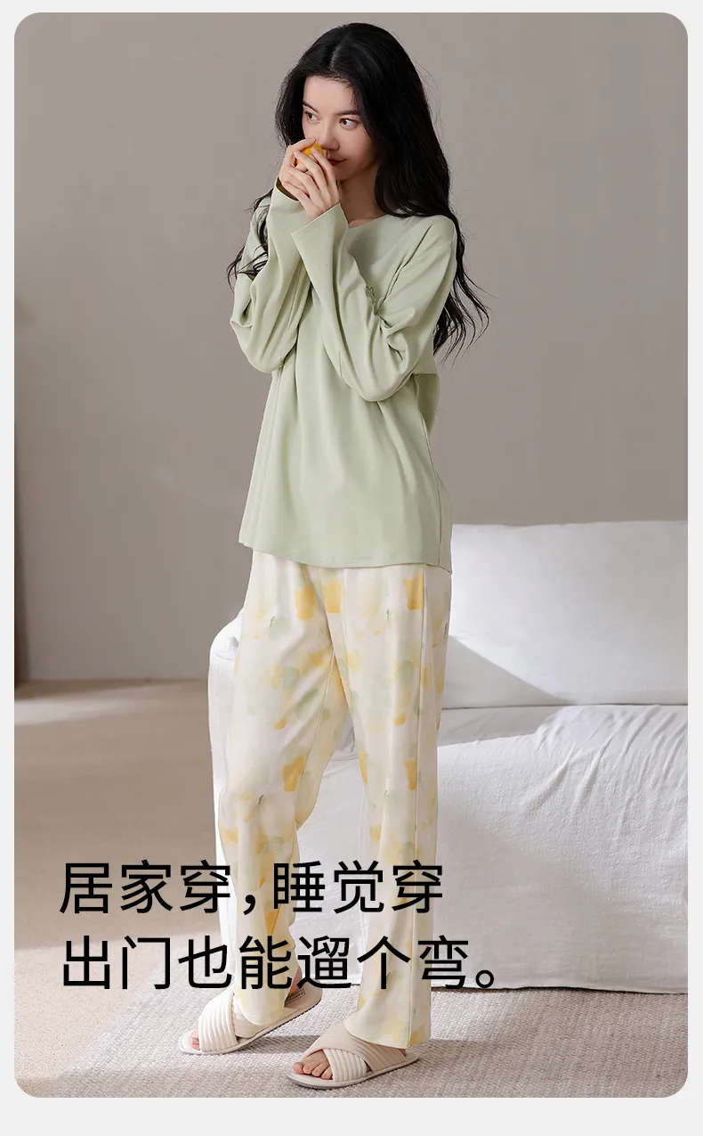 All Cotton Era Women Pure Cotton Pajamas Autumn New Homewear 100% Pure Cotton Soft Skin-Friendly Wearable Outside · Wholesale · OEM · Worldwide Shipping - Detail 4