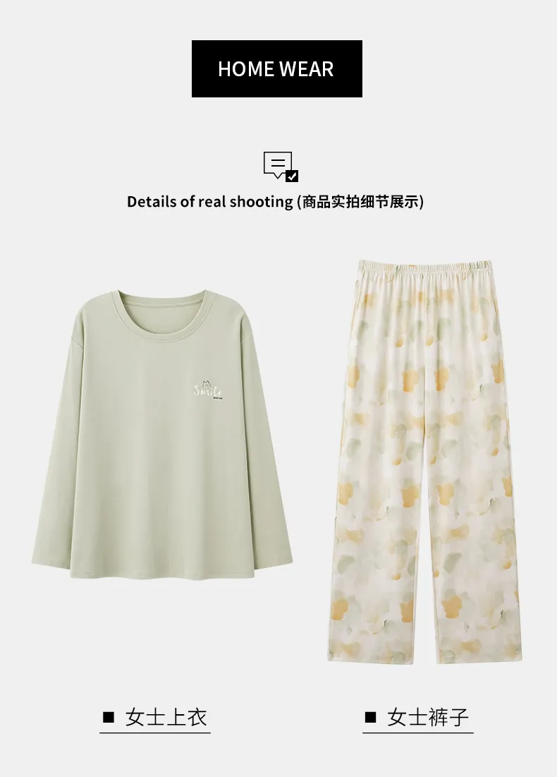 All Cotton Era Women Pure Cotton Pajamas Autumn New Homewear 100% Pure Cotton Soft Skin-Friendly Wearable Outside · Wholesale · OEM · Worldwide Shipping - Detail 11