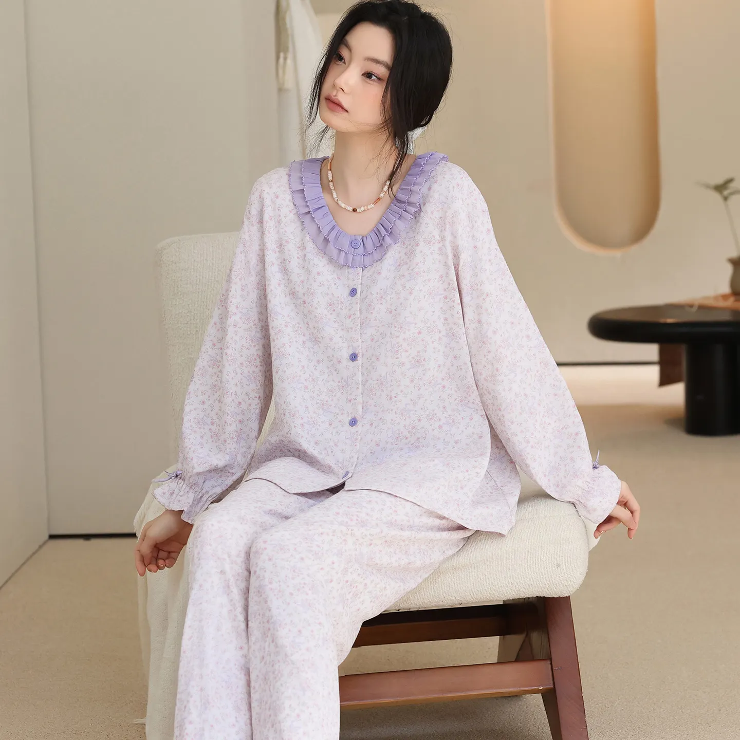 100% Cotton Double-Layer Gauze Women's Loungewear Soft Skin-Friendly Wearable Outside · Wholesale · OEM · Worldwide Shipping