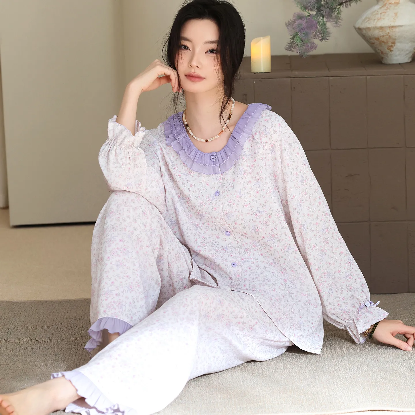 100% Cotton Double-Layer Gauze Women's Loungewear Soft Skin-Friendly Wearable Outside · Wholesale · OEM · Worldwide Shipping - View 3