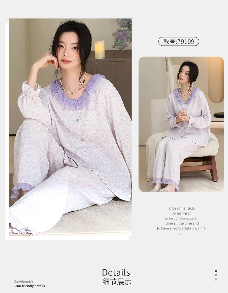100% Cotton Double-Layer Gauze Women's Loungewear Soft Skin-Friendly Wearable Outside · Wholesale · OEM · Worldwide Shipping - Detail 11