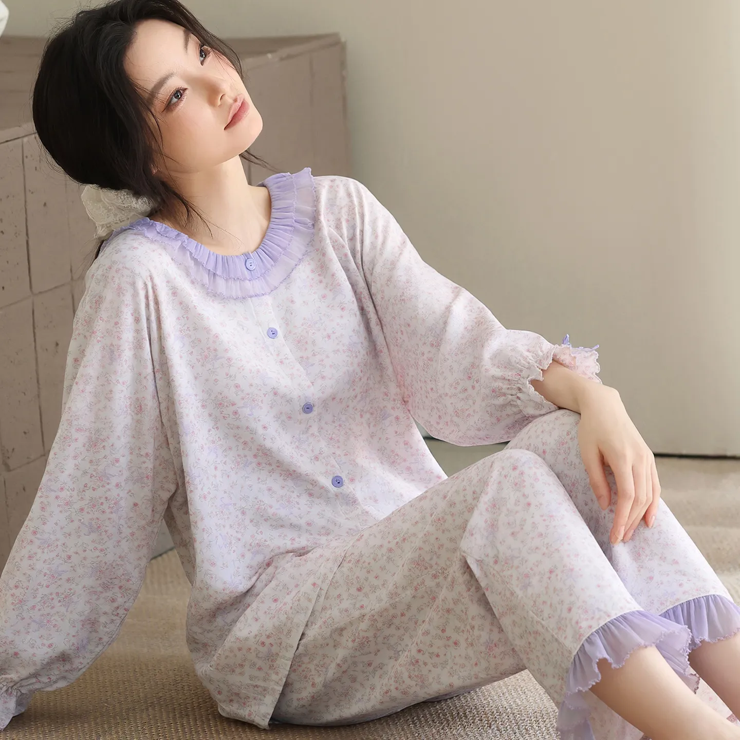 100% Cotton Double-Layer Gauze Women's Loungewear Soft Skin-Friendly Wearable Outside · Wholesale · OEM · Worldwide Shipping - View 1