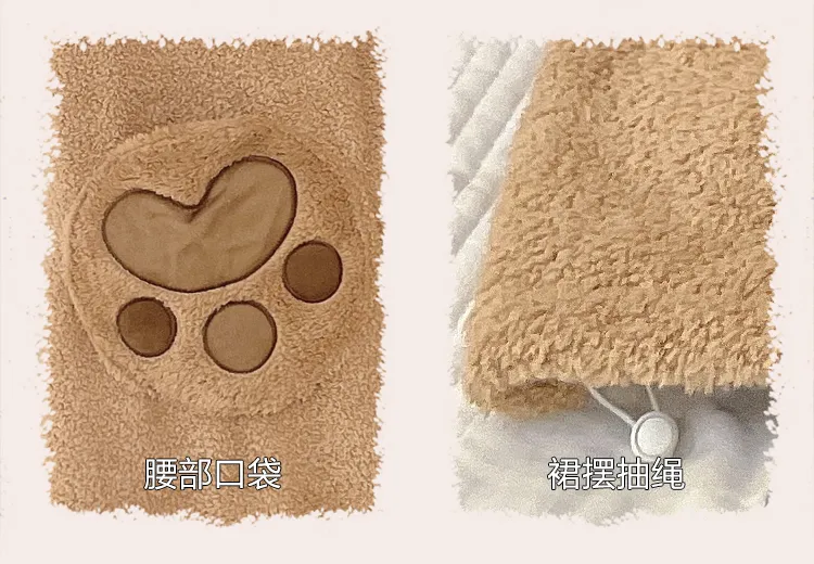 Robe de nuit combinaison en peluche pour femme, nouvelle collection hiver, polaire épaisse et doublée, chien mignon en relief, vêtement d'intérieur pour étudiantes · Grossiste · OEM · Mondial - Detail 9