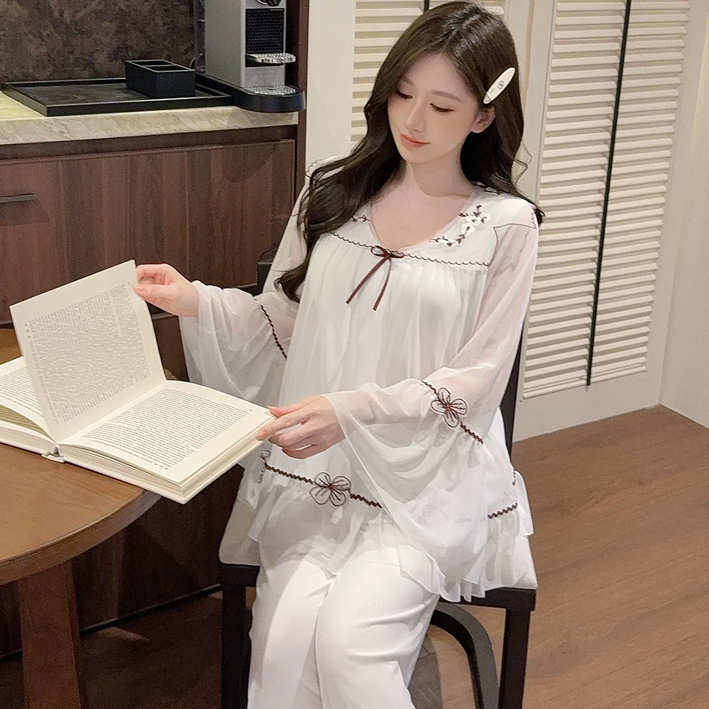 Chengxin Women's Autumn Pajama Set, Princess Style Cotton-Like Lining with Lace and Mesh, Sweet Design with Padding · Wholesale · OEM · Worldwide Shipping - View 1