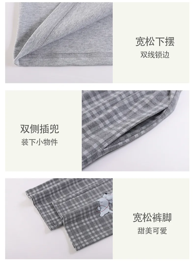 Banban Piyama Wanita Musim Gugur Dingin Baru Katun Murni Leher Bulat dengan Bantalan Bra INS Gaya Korea Kartun Lucu Set Pakaian Rumah · Grosir · OEM · Pengiriman Global - Detail 10
