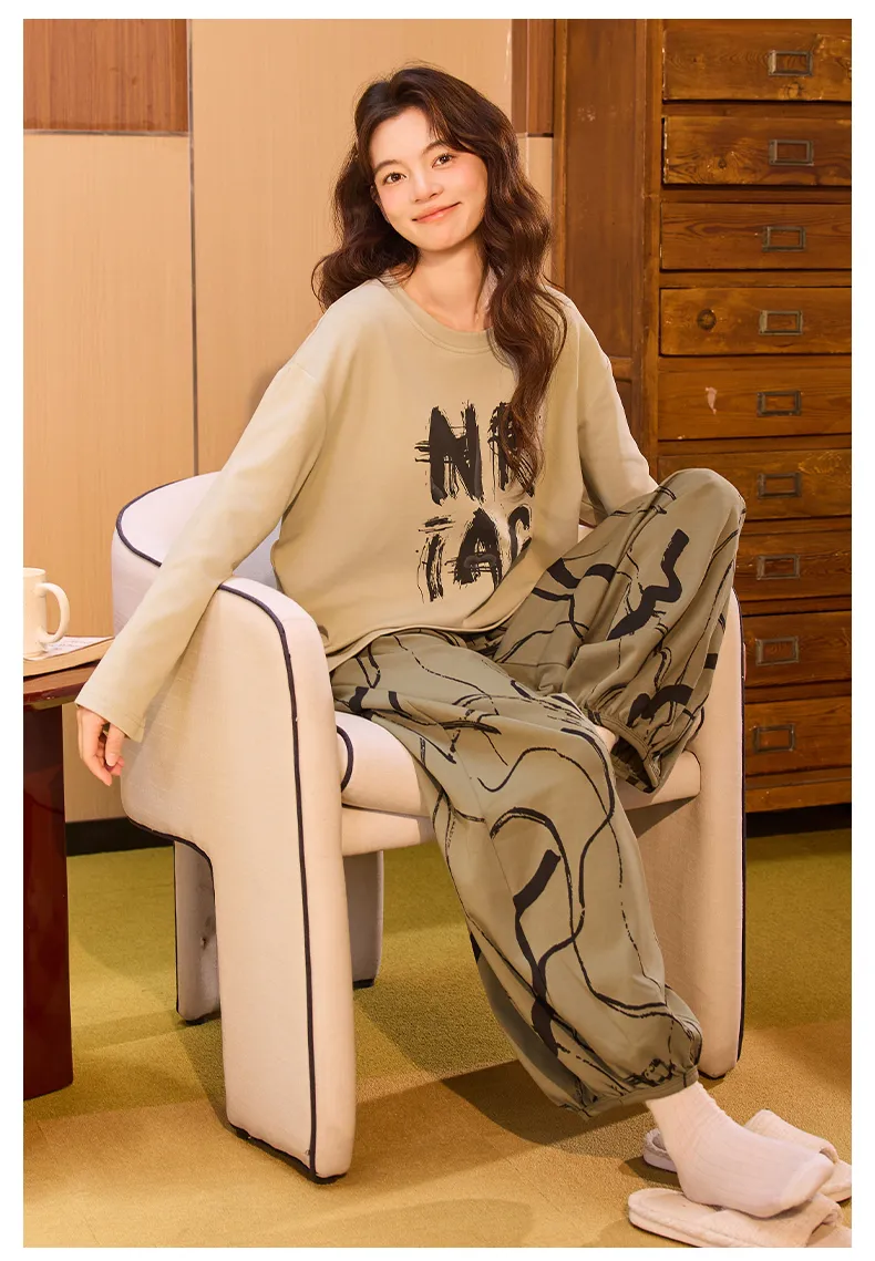 New Women's Pajamas Pure Cotton with Built-in Bra, Xiaohongshu/Ins Korean Style Harem Pants Cartoon Homewear Set · Wholesale · OEM · Worldwide Shipping - Detail 16