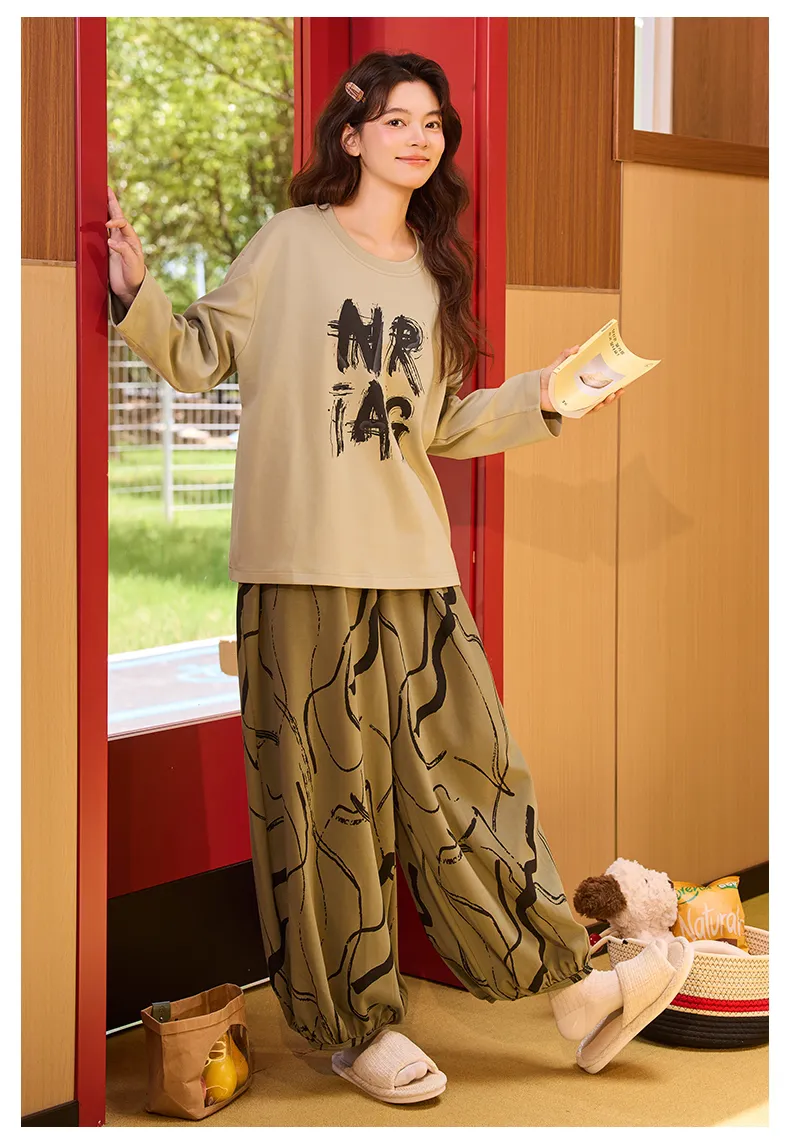 New Women's Pajamas Pure Cotton with Built-in Bra, Xiaohongshu/Ins Korean Style Harem Pants Cartoon Homewear Set · Wholesale · OEM · Worldwide Shipping - Detail 17