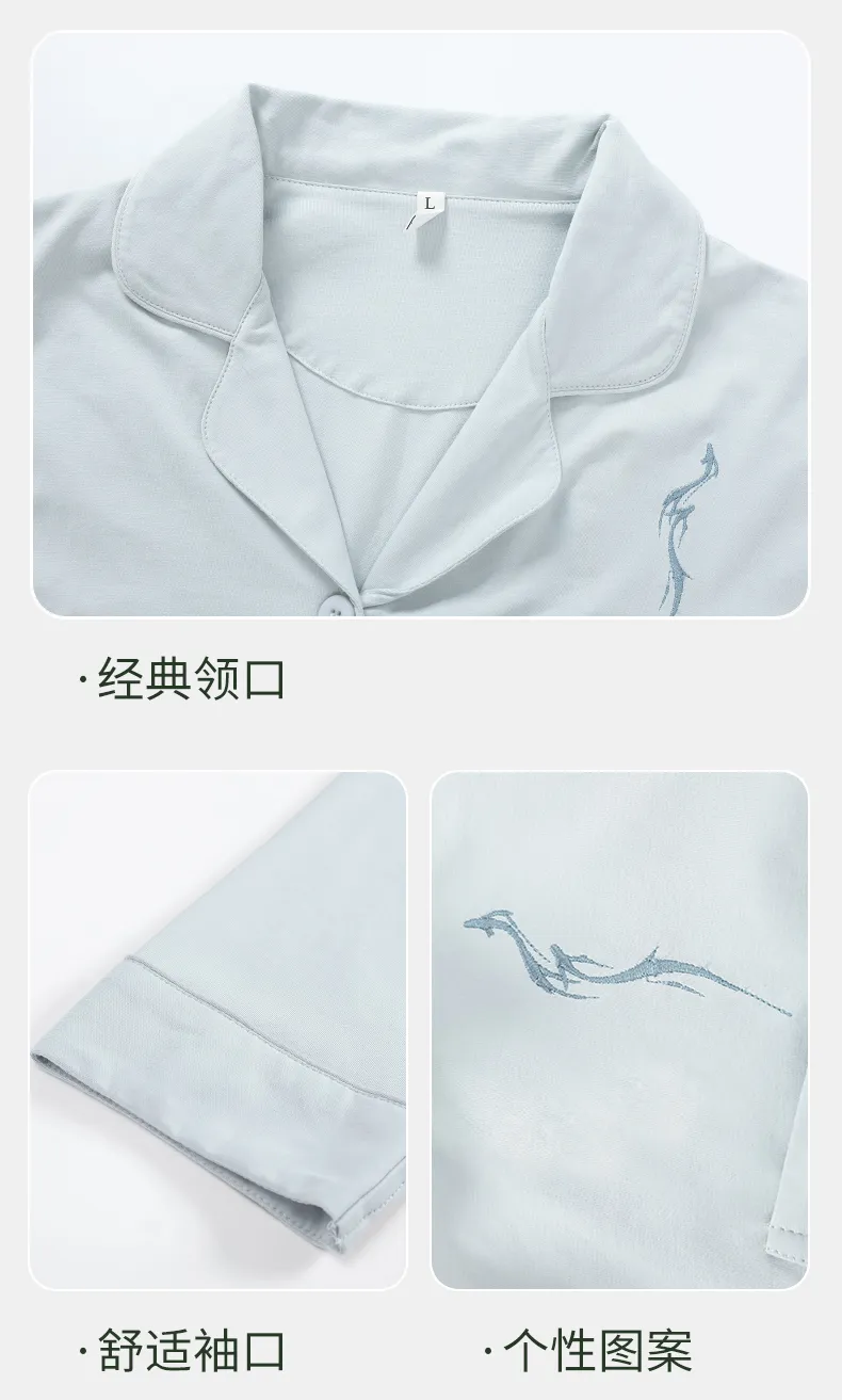 Couple Matching Autumn/Winter Long-Sleeve Stretch Cotton Pajama Set, High-Quality Solid Color Comfortable Loungewear for Men and Women · Wholesale · OEM · Worldwide Shipping - Detail 20