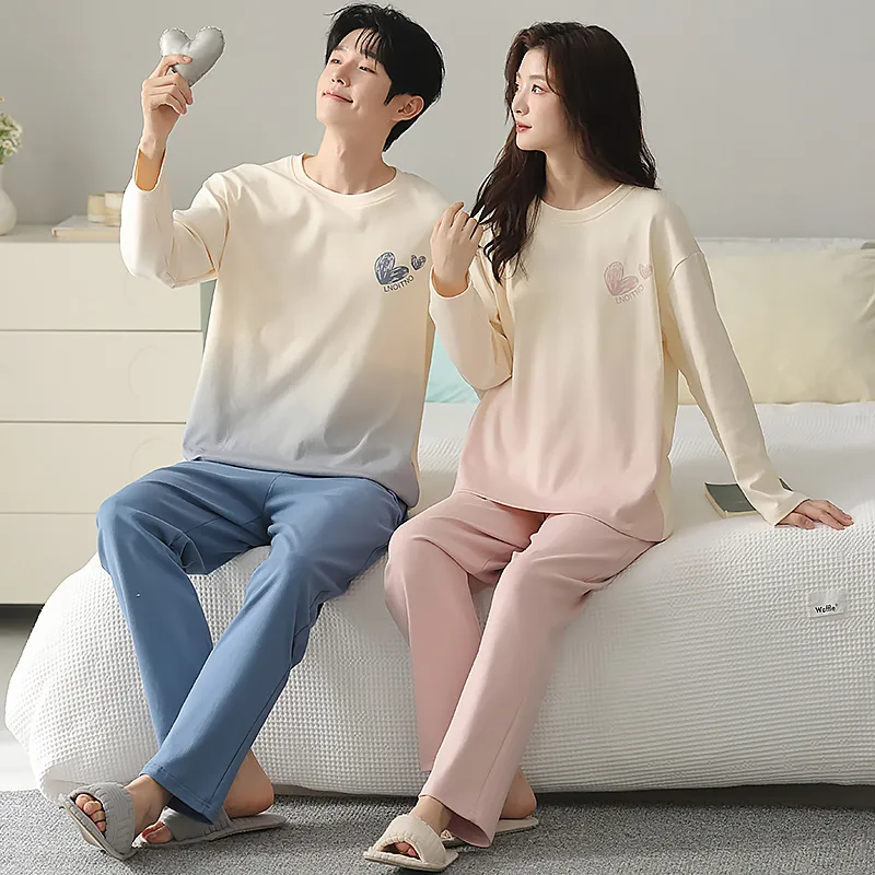 반반 가을 겨울 커플 남성 파자마 샤오홍슈 INS 한국 스타일 만화 파자마 여성 순면 홈웨어 세트 · 도매 · OEM · 전 세계 배송