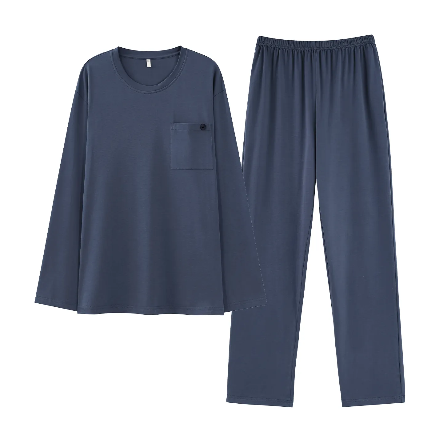 Couple Matching Autumn/Winter Long-Sleeve Stretch Cotton Pajama Set, High-Quality Solid Color Comfortable Loungewear for Men and Women · Wholesale · OEM · Worldwide Shipping - View 4