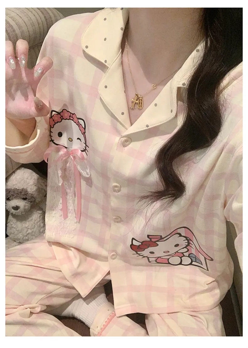秋冬 ダブルロングストレッチ コットン風 カーディガン ラペル かわいい カートゥーン 少女 韓国ins風 パジャマ 女性 ルームウェア · 卸売 · OEM · 世界へ発送 - Detail 10