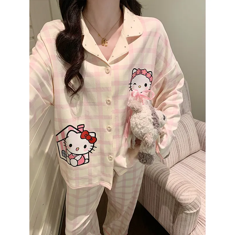 秋冬 ダブルロングストレッチ コットン風 カーディガン ラペル かわいい カートゥーン 少女 韓国ins風 パジャマ 女性 ルームウェア · 卸売 · OEM · 世界へ発送 - View 1