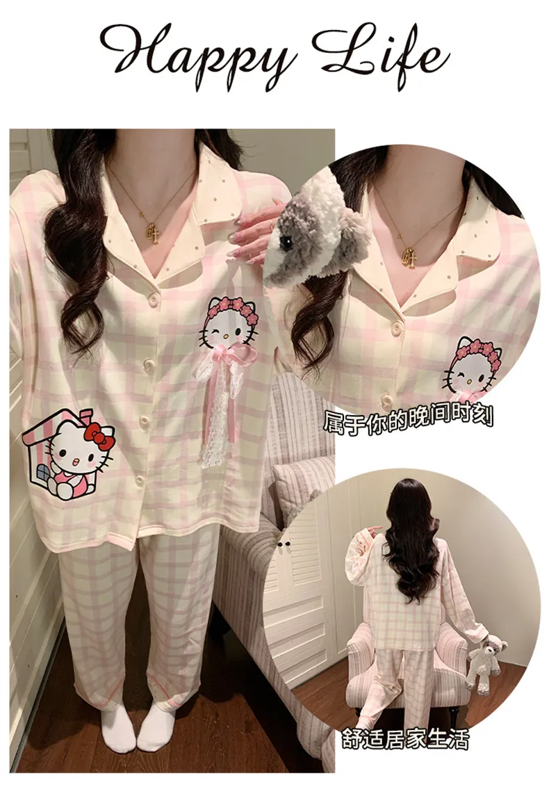 秋冬 ダブルロングストレッチ コットン風 カーディガン ラペル かわいい カートゥーン 少女 韓国ins風 パジャマ 女性 ルームウェア · 卸売 · OEM · 世界へ発送 - Detail 3