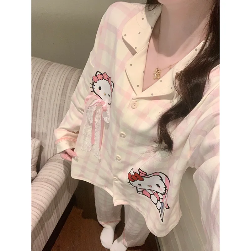 秋冬 ダブルロングストレッチ コットン風 カーディガン ラペル かわいい カートゥーン 少女 韓国ins風 パジャマ 女性 ルームウェア · 卸売 · OEM · 世界へ発送 - View 2